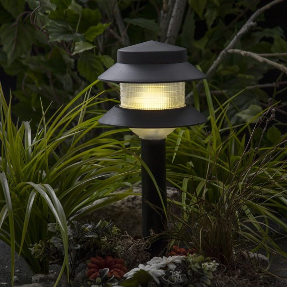GreenLighting  Low Voltage Landscape Pathway Lights - 2 Tier Outdoor Garden Lights - Easy, Simple Installation - Walkway Lights, Lawn Lights, Landscape Lighting (Black, 8 Pack)