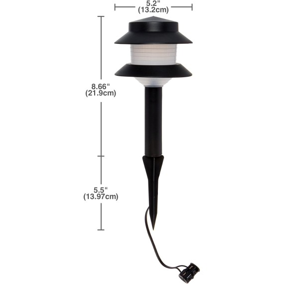 GreenLighting  Low Voltage Landscape Pathway Lights - 2 Tier Outdoor Garden Lights - Easy, Simple Installation - Walkway Lights, Lawn Lights, Landscape Lighting (Black, 8 Pack)