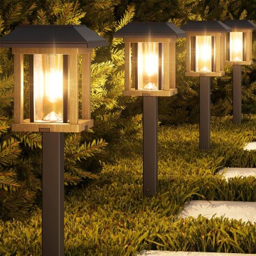 Solar Lights Outdoor Waterproof - 2-Tone Bronze & Wood Tone (Color), 20 LM LED Garden Lights Solar Powered Glass Metal, Outdoor Solar Lights for Yard Landscape Driveway Walkway (Warm White)