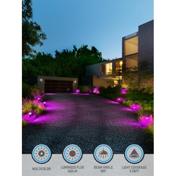 Low Voltage Path Lighting, LED Landscape Bollard Pathway Light, 12V Landscape Lights Outdoor, Aluminum Housing, IP65 Waterproof, 50,000 Hours Lifespan, RGB Color Changing, Pack of 4