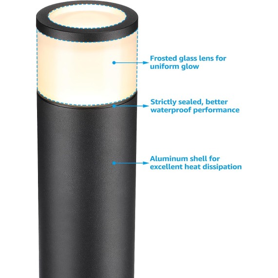 Low Voltage Path Lighting, LED Landscape Bollard Pathway Light, 12V Landscape Lights Outdoor, Aluminum Housing, IP65 Waterproof, 50,000 Hours Lifespan, RGB Color Changing, Pack of 4