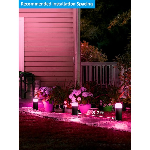 Low Voltage Path Lighting, LED Landscape Bollard Pathway Light, 12V Landscape Lights Outdoor, Aluminum Housing, IP65 Waterproof, 50,000 Hours Lifespan, RGB Color Changing, Pack of 4