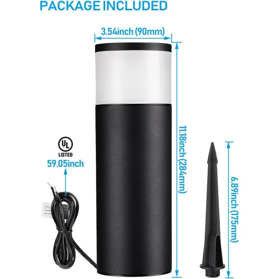 Low Voltage Path Lighting, LED Landscape Bollard Pathway Light, 12V Landscape Lights Outdoor, Aluminum Housing, IP65 Waterproof, 50,000 Hours Lifespan, RGB Color Changing, Pack of 4