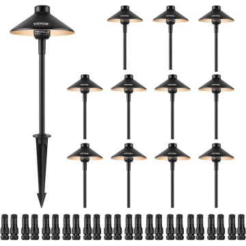 12 Pack Low Voltage Landscape Path Lights, 3W 210LM 12V-24VAC/DC Outdoor LED Pathway Lighting, 3000K Warm White Walkway Lights with Quick Connectors, IP66 Waterproof for Yard Garden Sidewalk