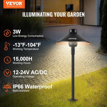 12 Pack Low Voltage Landscape Path Lights, 3W 210LM 12V-24VAC/DC Outdoor LED Pathway Lighting, 3000K Warm White Walkway Lights with Quick Connectors, IP66 Waterproof for Yard Garden Sidewalk
