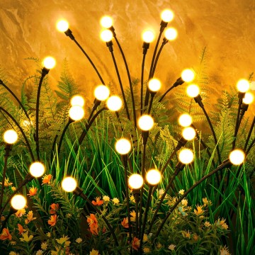 Solar Garden Lights, 8 Pack 64 LED Solar Outdoor Lights, Outdoor Decorations Lights, Solar Swaying Lights, Firefly Lights for Patio Pathway Outdoor Decor, Big Bulb Solar Swaying Light