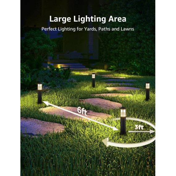 8-Pack Low Voltage Pathway Lights 3W LED Landscape Pathway Lighting 3000K Warm White CRI 90+ Landscape Lights Wired 12-24V Aluminum Bollard Path Lights for Walkway Yard Garden, ETL Listed Cord