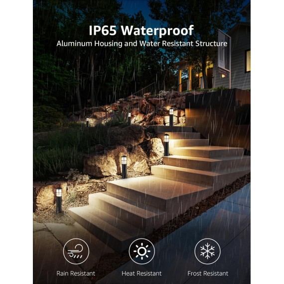 8-Pack Low Voltage Pathway Lights 3W LED Landscape Pathway Lighting 3000K Warm White CRI 90+ Landscape Lights Wired 12-24V Aluminum Bollard Path Lights for Walkway Yard Garden, ETL Listed Cord