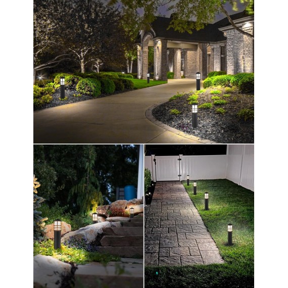 8-Pack Low Voltage Pathway Lights 3W LED Landscape Pathway Lighting 3000K Warm White CRI 90+ Landscape Lights Wired 12-24V Aluminum Bollard Path Lights for Walkway Yard Garden, ETL Listed Cord
