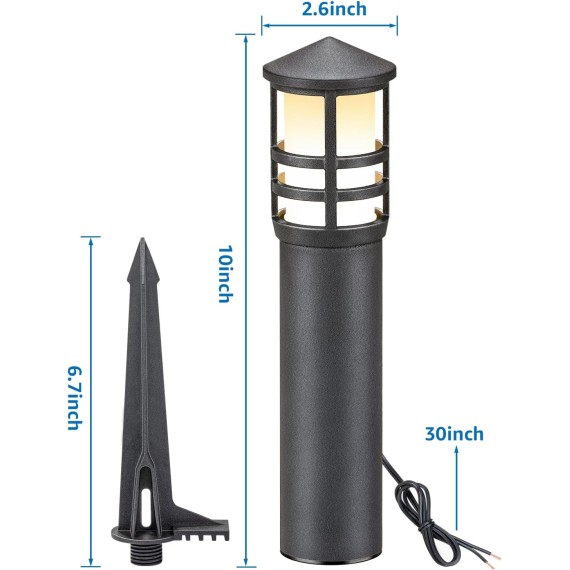 8-Pack Low Voltage Pathway Lights 3W LED Landscape Pathway Lighting 3000K Warm White CRI 90+ Landscape Lights Wired 12-24V Aluminum Bollard Path Lights for Walkway Yard Garden, ETL Listed Cord