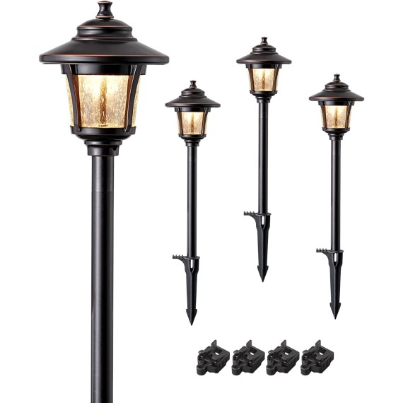 Low Voltage Landscape Lighting, 12V 3W 120LM 3000K Outdoor Landscape Lighting & Accessories, Waterproof Electric LED Pathway Sidewalk Lights Wired for Driveway Walkway Garden Yard, 4 Pack