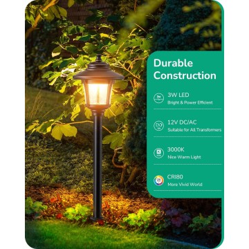Low Voltage Landscape Lighting, 12V 3W 120LM 3000K Outdoor Landscape Lighting & Accessories, Waterproof Electric LED Pathway Sidewalk Lights Wired for Driveway Walkway Garden Yard, 4 Pack