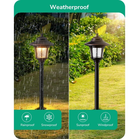 Low Voltage Landscape Lighting, 12V 3W 120LM 3000K Outdoor Landscape Lighting & Accessories, Waterproof Electric LED Pathway Sidewalk Lights Wired for Driveway Walkway Garden Yard, 4 Pack