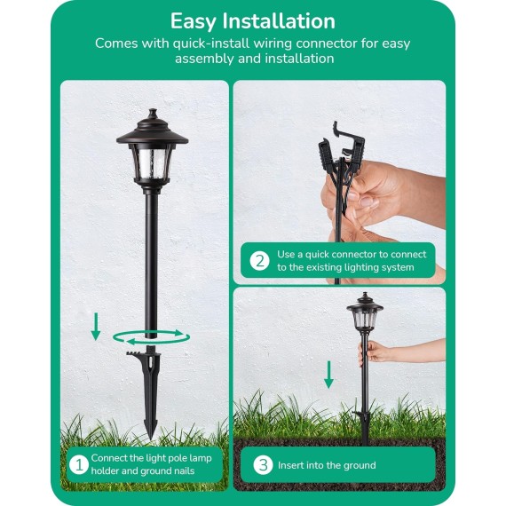 Low Voltage Landscape Lighting, 12V 3W 120LM 3000K Outdoor Landscape Lighting & Accessories, Waterproof Electric LED Pathway Sidewalk Lights Wired for Driveway Walkway Garden Yard, 4 Pack