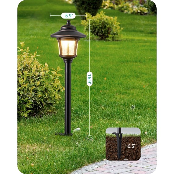 Low Voltage Landscape Lighting, 12V 3W 120LM 3000K Outdoor Landscape Lighting & Accessories, Waterproof Electric LED Pathway Sidewalk Lights Wired for Driveway Walkway Garden Yard, 4 Pack