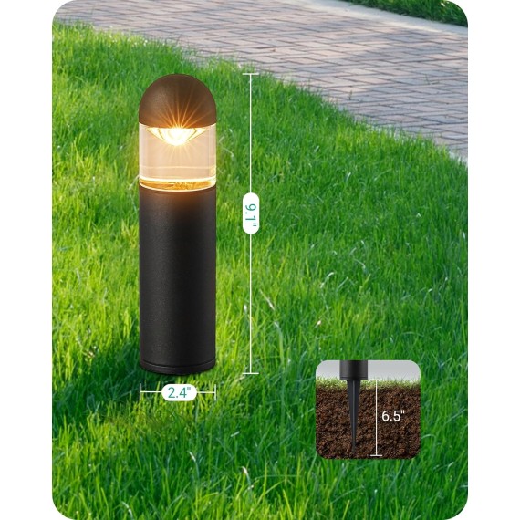 Low Voltage Landscape Lighting, 12V 3W 3000K Warm White, Electric Outdoor Bollard Lights with Connectors, Waterproof LED Pathway Driveway Walkway Lights Wired for Yard Garden, CRI 80, 6 Pack