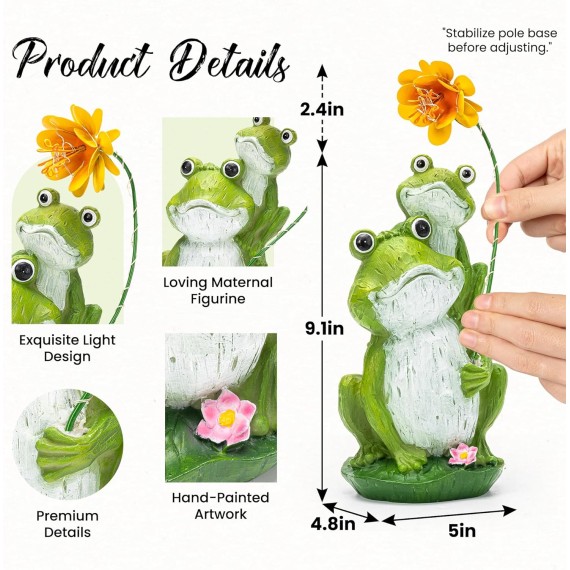 Solar Garden Statues Loving Frog Garden Decor Figurine Lights for Outside, Yard Decorations Outdoor Patio Decor, Housewarming Gifts for Mom, Women for Mothers Day