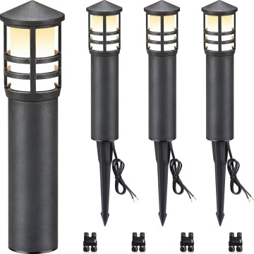 4-Pack Low Voltage Pathway Lights 3W 3000K 12-24V LED Low Voltage Landscape Lights CRI 90+ Aluminum Outdoor Pathway Landscape Lighting Bollard Lights for Walkway Yard Garden, ETL Listed Cord