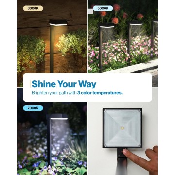 6 Pack 2W Solar Sidewalk Dusk to Dawn Outdoor Backyard Walkway Garden Driveway Landscape Waterproof Patio Yard Lawn Super Bright Path Lights, 100 Lumens, 3CCT 3000K/5000K/7000K, Non-Dimmable
