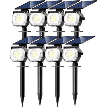 8 Pack Solar Spot Lights Outdoor Waterproof, 52 LED Solar Landscape Lights 3 Lighting Modes, IP65 Solar Powered Spotlights Outdoor Solar Lights for Yard Outside Garden Tree (Cool White)