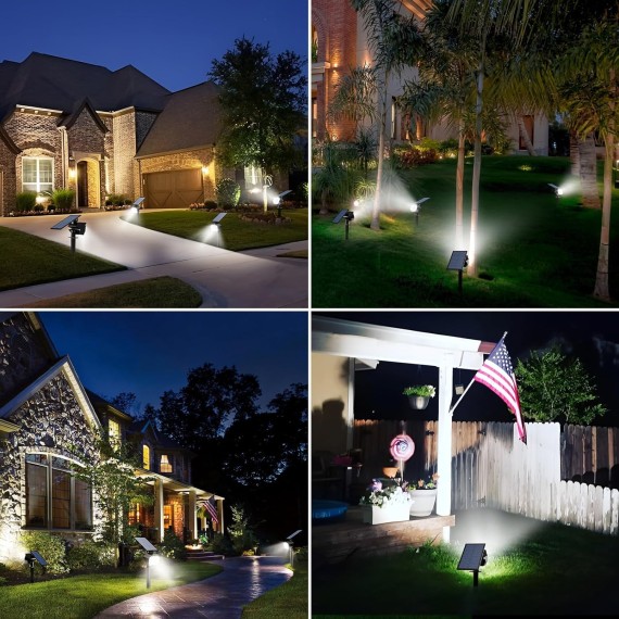 8 Pack Solar Spot Lights Outdoor Waterproof, 52 LED Solar Landscape Lights 3 Lighting Modes, IP65 Solar Powered Spotlights Outdoor Solar Lights for Yard Outside Garden Tree (Cool White)