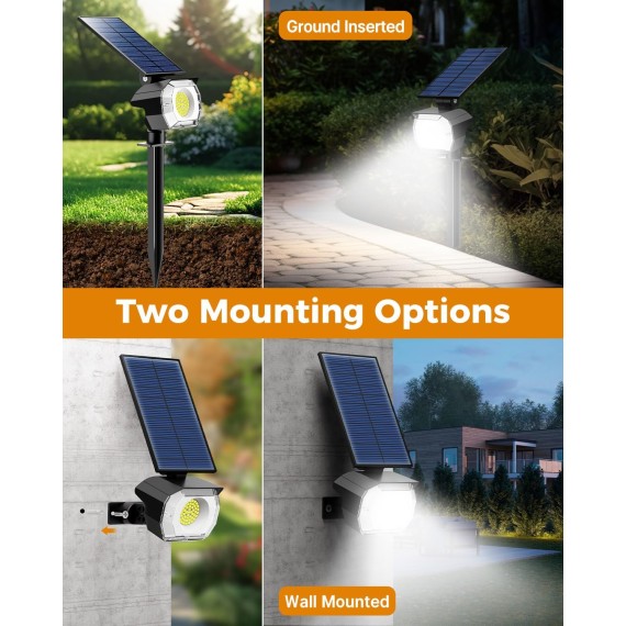 8 Pack Solar Spot Lights Outdoor Waterproof, 52 LED Solar Landscape Lights 3 Lighting Modes, IP65 Solar Powered Spotlights Outdoor Solar Lights for Yard Outside Garden Tree (Cool White)