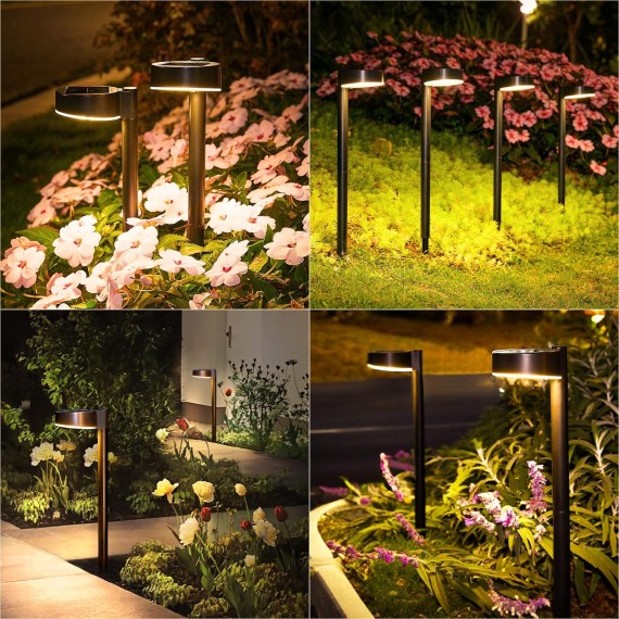 8 Pack Solar Pathway Lights Outdoor, Solar Lights for Outside with Brighter 12 LED, Up to 12 Hrs Outdoor Waterproof Solar Powered Garden Lights for Yard Pathway Walkway Path Driveway