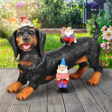 Dachshund Gnomes Garden Statues Yard Decorations Outdoor Decor, Unique Weiner Dog Gifts for Women Sympathy Dog Mom Memorial Gifts for Loss of Dog