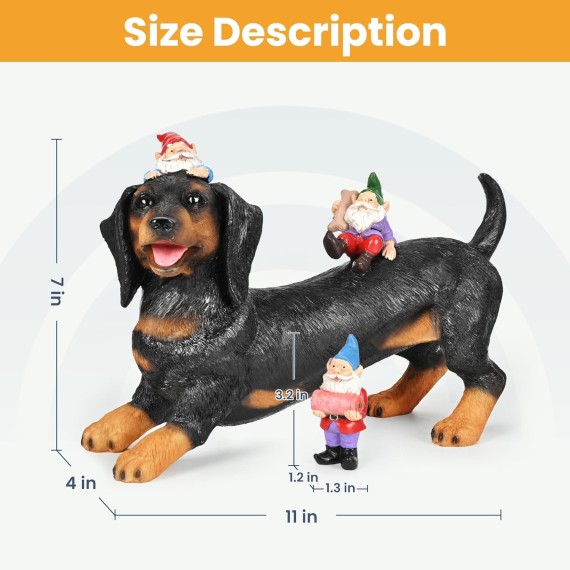 Dachshund Gnomes Garden Statues Yard Decorations Outdoor Decor, Unique Weiner Dog Gifts for Women Sympathy Dog Mom Memorial Gifts for Loss of Dog