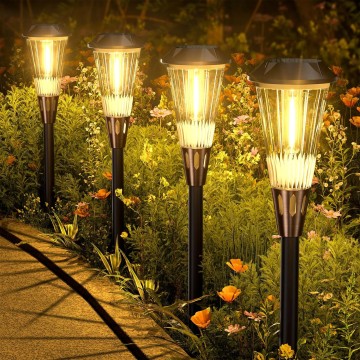 8 Pack Solar Pathway Lights Outdoor, Upgraded LED Solar Lights Outside 2-Color Adjustable IP65 Waterproof,Auto On/Off Outdoor Solar Lights for Yard Garden Walkway Sidewalk Landscape Lighting