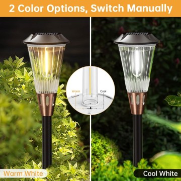 8 Pack Solar Pathway Lights Outdoor, Upgraded LED Solar Lights Outside 2-Color Adjustable IP65 Waterproof,Auto On/Off Outdoor Solar Lights for Yard Garden Walkway Sidewalk Landscape Lighting