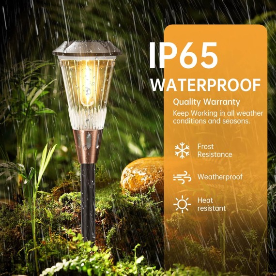 8 Pack Solar Pathway Lights Outdoor, Upgraded LED Solar Lights Outside 2-Color Adjustable IP65 Waterproof,Auto On/Off Outdoor Solar Lights for Yard Garden Walkway Sidewalk Landscape Lighting