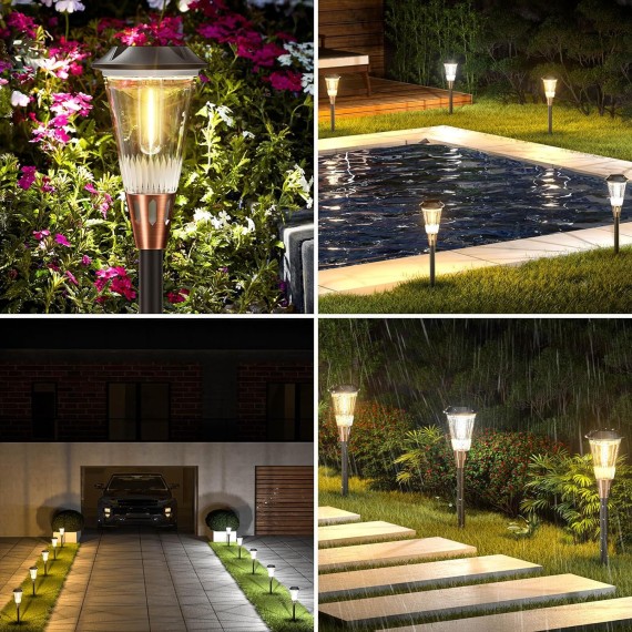 8 Pack Solar Pathway Lights Outdoor, Upgraded LED Solar Lights Outside 2-Color Adjustable IP65 Waterproof,Auto On/Off Outdoor Solar Lights for Yard Garden Walkway Sidewalk Landscape Lighting