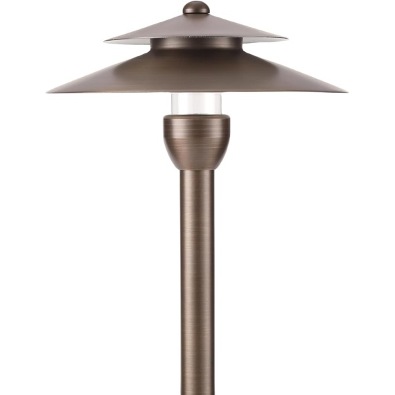 Outdoor Low Voltage Solid Brass Pathway Lights Fixture, China Hat Two Layers Landscape Path Lights for Lawn Patio Yard Walkway Driveway Pathway Garden,2 PACK（without Bulb）