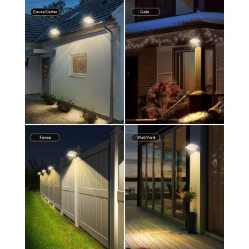 8 Pack Solar Powered Gutter Lights Outdoor Decorative Waterproof 12 LEDs Yard Lamp for Fence, Railing, Outside Wall, Deck, Garden, Path, Backyard, Walkway, Patio, No Drilling Installation (Warm White)