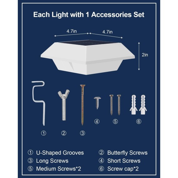 8 Pack Solar Powered Gutter Lights Outdoor Decorative Waterproof 12 LEDs Yard Lamp for Fence, Railing, Outside Wall, Deck, Garden, Path, Backyard, Walkway, Patio, No Drilling Installation (Warm White)