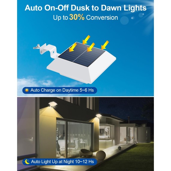 8 Pack Solar Powered Gutter Lights Outdoor Decorative Waterproof 12 LEDs Yard Lamp for Fence, Railing, Outside Wall, Deck, Garden, Path, Backyard, Walkway, Patio, No Drilling Installation (Warm White)