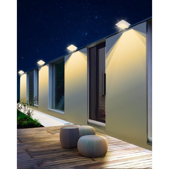 8 Pack Solar Powered Gutter Lights Outdoor Decorative Waterproof 12 LEDs Yard Lamp for Fence, Railing, Outside Wall, Deck, Garden, Path, Backyard, Walkway, Patio, No Drilling Installation (Warm White)