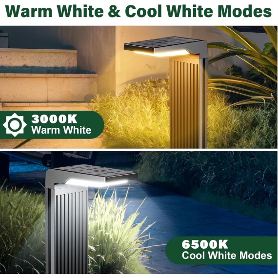 Solar Pathway Lights Outdoor 6Pack, Bright 60LED Solar Path Lights Outside Waterproof, Warm & Cool Walkway Lights Solar Powered, Landscape Lights for Driveway Lawn Patio Garden Yard