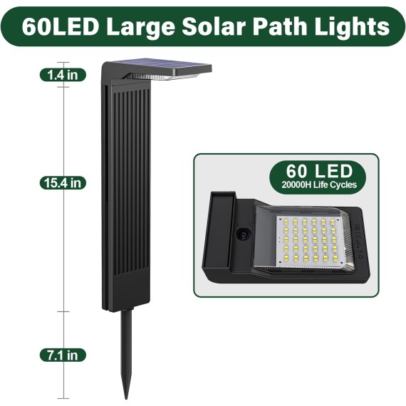 Solar Pathway Lights Outdoor 6Pack, Bright 60LED Solar Path Lights Outside Waterproof, Warm & Cool Walkway Lights Solar Powered, Landscape Lights for Driveway Lawn Patio Garden Yard