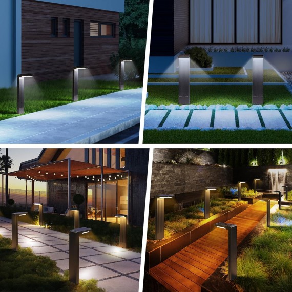 Solar Pathway Lights Outdoor 6Pack, Bright 60LED Solar Path Lights Outside Waterproof, Warm & Cool Walkway Lights Solar Powered, Landscape Lights for Driveway Lawn Patio Garden Yard