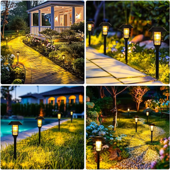 Solar Garden Lights IP65 Waterproof, Solar Pathway Lights for Outside Decor, Solar Powered Landscape Lighting for Outdoor Yard,Patio,Garden beds,Driveway, Porch, 6 Pack (Warm White)