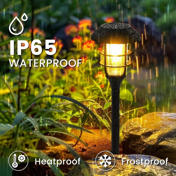 Solar Garden Lights IP65 Waterproof, Solar Pathway Lights for Outside Decor, Solar Powered Landscape Lighting for Outdoor Yard,Patio,Garden beds,Driveway, Porch, 6 Pack (Warm White)