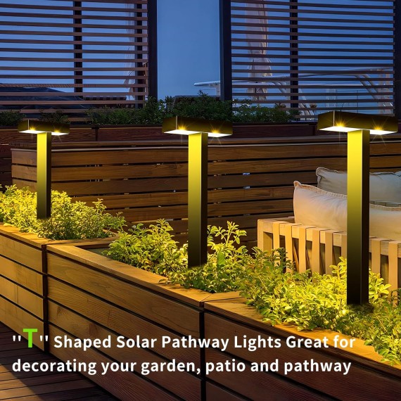 Solar Garden Lights Outdoor Waterproof, Bright LED Solar Pathway Lights for Outside, Dusk to Dawn Up to 10H Solar Powered Path Lights, Landscape Lighting for Yard, Patio (Warm Light,4 Pack