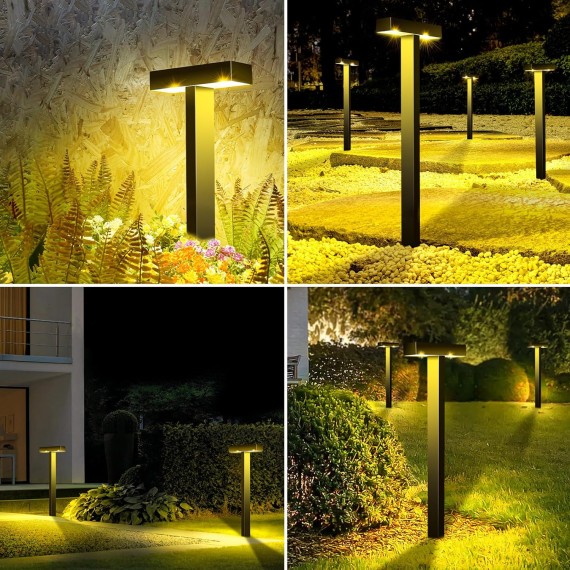Solar Garden Lights Outdoor Waterproof, Bright LED Solar Pathway Lights for Outside, Dusk to Dawn Up to 10H Solar Powered Path Lights, Landscape Lighting for Yard, Patio (Warm Light,4 Pack