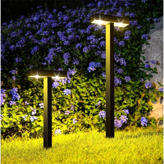 Solar Garden Lights Outdoor Waterproof, Bright LED Solar Pathway Lights for Outside, Dusk to Dawn Up to 10H Solar Powered Path Lights, Landscape Lighting for Yard, Patio (Warm Light,4 Pack