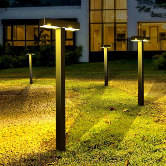 Solar Garden Lights Outdoor Waterproof, Bright LED Solar Pathway Lights for Outside, Dusk to Dawn Up to 10H Solar Powered Path Lights, Landscape Lighting for Yard, Patio (Warm Light,4 Pack