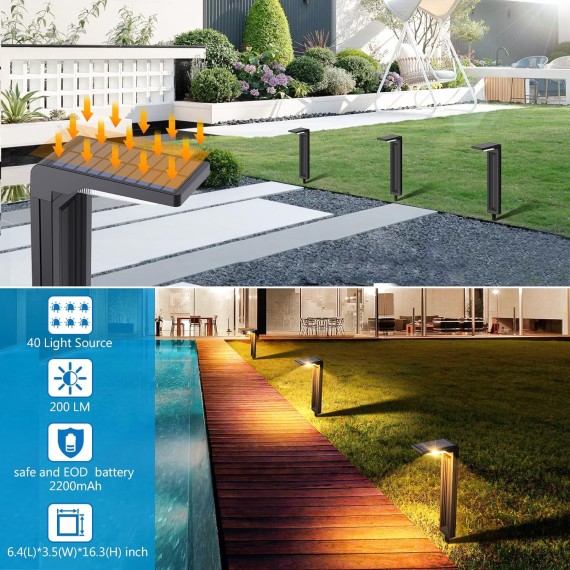 Solar Path Lights,2 Modes(Cold White or Warm White),Bright Solar Path Light Outdoor Waterproof,Perfect Elegant Guide Light or Deco for Yard,Garden,Lawn,Sideway,Driveway,Outdoor Event(8Pack)