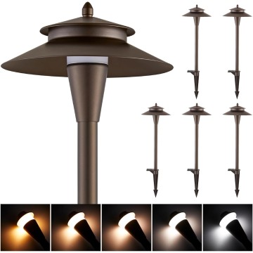 LED Low Voltage Landscape Lights,5W 5CCT Pathway Lights,Low Voltage 12-24V AC/DC Waterproof Landscape Path Lights,CRI90 Landscape Lighting for Yard Garden Walkway ETL Listed Cord, Pack of 6