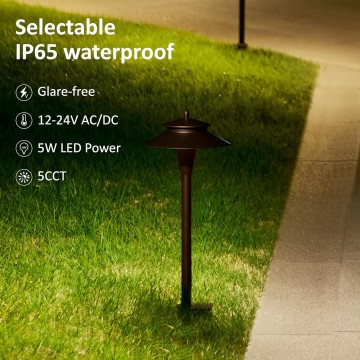 LED Low Voltage Landscape Lights,5W 5CCT Pathway Lights,Low Voltage 12-24V AC/DC Waterproof Landscape Path Lights,CRI90 Landscape Lighting for Yard Garden Walkway ETL Listed Cord, Pack of 6